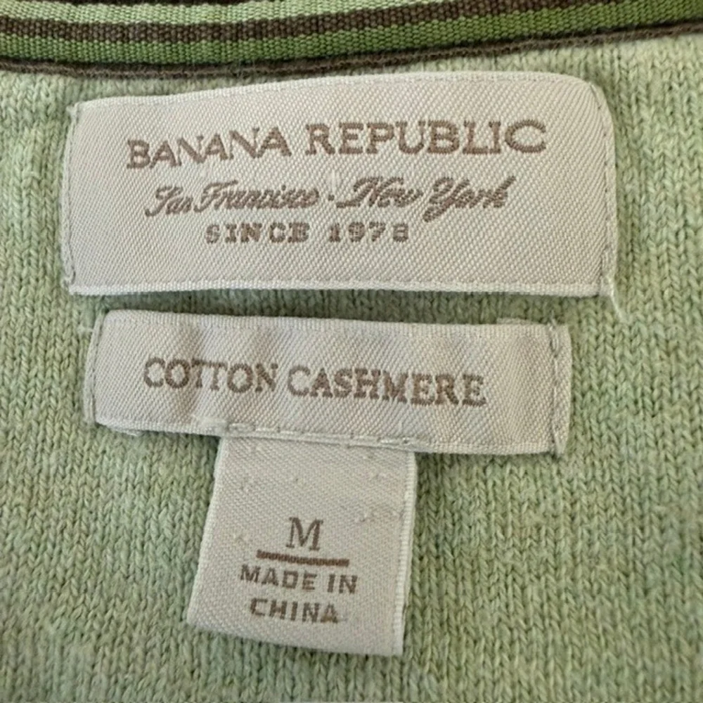 Banana Republic Cotton Cashmere V-Neck Sweater Vest Green Medium